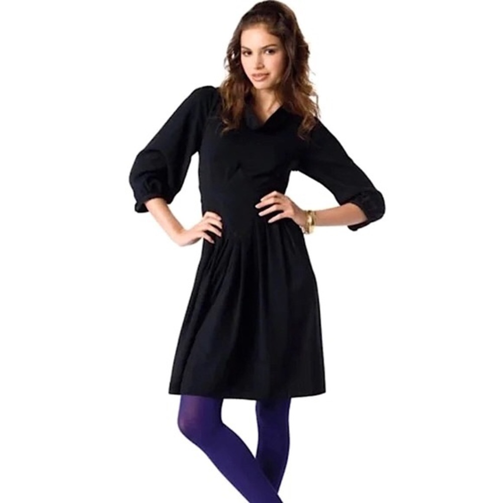 NWT GO International Black Crepe 3/4 Sleeve Dress Size 15 (Junior)